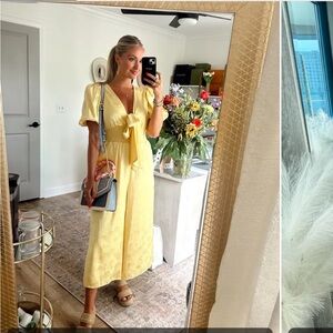 Slate & Willow Yellow Satin Jumpsuit